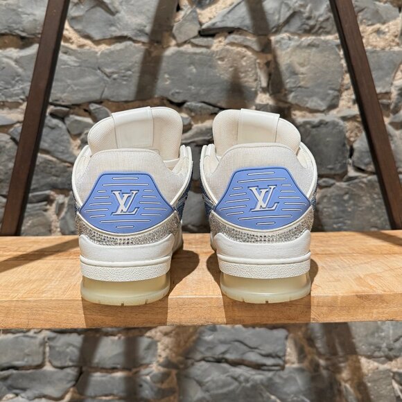 Louis Vuitton Azure Stone Crystal Embellished LV Trainer Sneakers - Picture 5 of 15